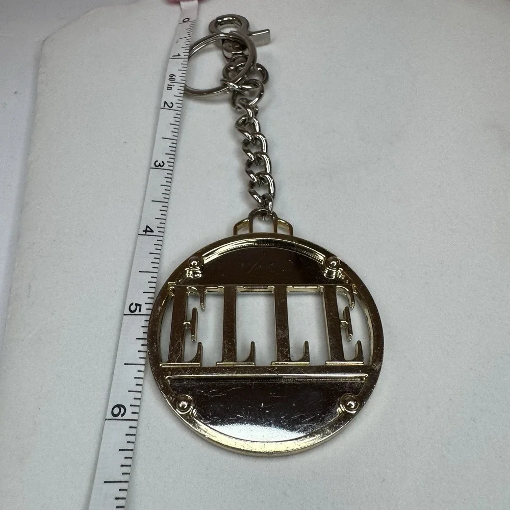 Elle Logo‎ KEY FOB Purse CHARM Gold-tone Circle 2.25